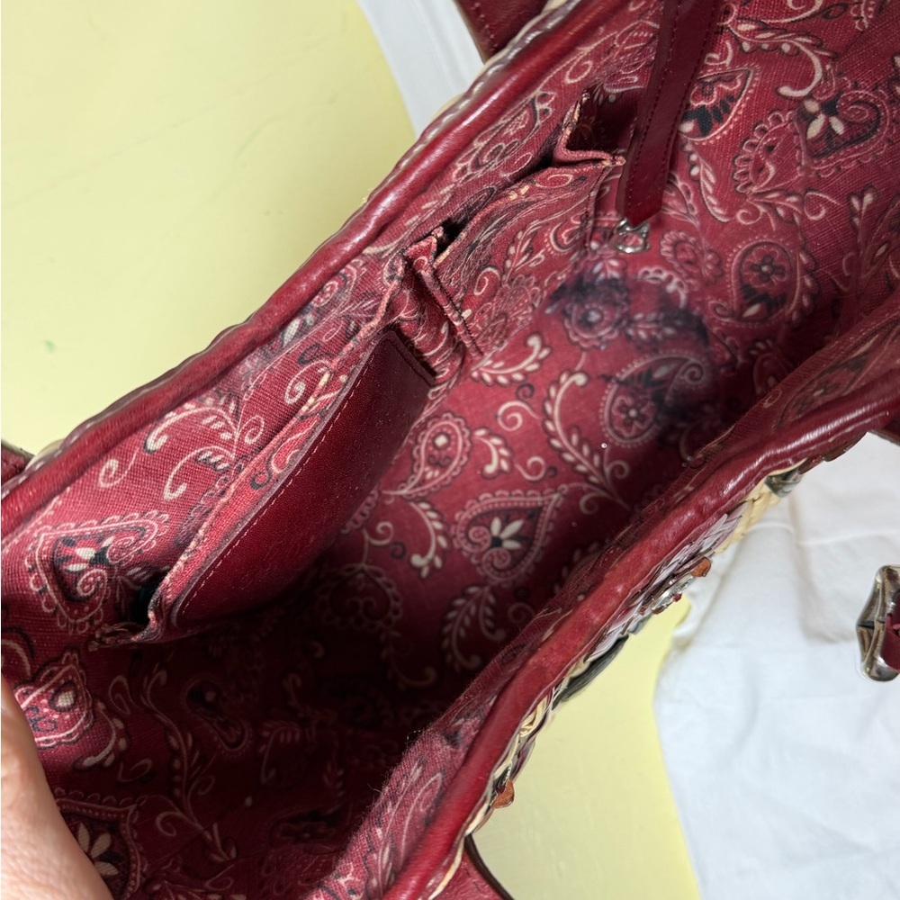 Brighton Beverly Straw Tote Handbag Stylish Woven Tote with Red Leather Accents - Picture 8 of 12